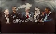 Banger - Top G Matrix Flag with Donald Trump, Elon Musk, Andrew & Tristan Tate and Jordan Peterson Around a Poker Table Motivational Inspirational Office Gym Dorm Wall Decor Design on a 3X5 Feet Flag