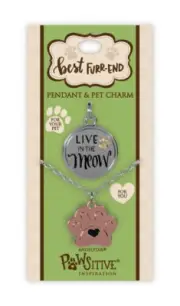 LIVE IN THE MEOW - Best Friend Pewter Kitty Pendant Neckless & Cat Pet Charm