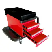 Roller Creepers Seat Work Stool with Tool Storage Tray Bottle Holders 3 Drawers