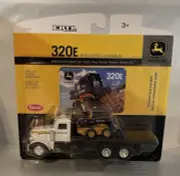 Ertl John Deere 320E Skid Loader & Peterbilt Flatbed 1/64 Diecast New C21