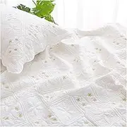 Quilt Sets King Size White 3 Pieces Full/Queen Size Lightweight All Season Bedspread Yellow Embroidery Coverlet Bedding Set(1 Quilt,2 Pillow Shams) (Color : A, Size : King 250x250cm-98x98)