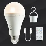 1pcs Multifunctional Rechargeable 12W Emergency LED Light Bulbs 60W Equivalent 6000K Bright Outdoor Hanging Lamp Lights for Power Outage Camping Garden Parties