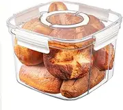 Large Capacity Plastic Kitchen Countertop Bread Box with Lid Transparent Airtight Bag Storage Container, Portable with Handle for Homemade Bread, Cookies, Cupcakes, Rice, Grains Storage, White.