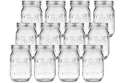 VIKUS 12 Pieces Canning Jars - 480ml Mason Jar Empty Glass Spice Bottles with Airtight Lids and Labels