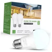 2 Pack Dusk to Dawn LED Bulbs, 6000K White, A19 2 Pack(Dusk to Dawn) Daylight