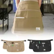 Waiter Waitress Apron with 9 Pocket Canvas Half Tool Apron Adjustable Belt ◑
