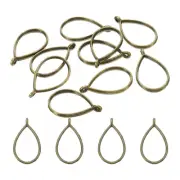 50Pcs Drop Shape Alloy Open Back Bezel Pendants Resin Frame Bronze