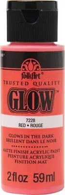 Folkart Glow In The Dark Paint 2oz-Red FGLOW-7228