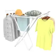 Laundry Drying Rack with Gullwings White Metal Air Dry Folding Stand