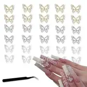 30Pcs Alloy Butterfly Nail Charms 3D Metal Butterfly Nail Gems Nail 01