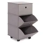 Foldable 3 Drawer Storage, Portable Fabric Drawer Dresser with Wheels, Easy P...