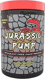 Jurassic Pump Muscle Pump Powder (Grape) - Non-Stimulant, Nitric Oxide Booster Meets Sodium Pump - 6 Grams Pure Citrulline, 2 Huge Grams Pink Himalayan Salt, 30 Servings