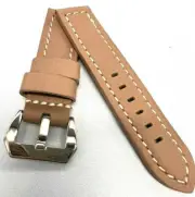 18.Taupe Beige Nubuck Leather stitch 22mm Panerai watch strap & Pre V buckle