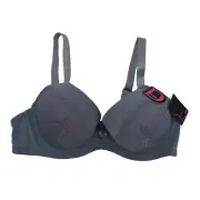Sofra Bra Blue 36D Full Coverage Padded Underwire Satin Lace Back Clasp NWT