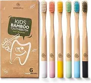 Greenzla Kids Bamboo Toothbrushes (6 Pack) | BPA Free Soft Bristles Toothbrushes | Eco-Friendly, Natural Bamboo Toothbrush Set | Biodegradable & Compostable Charcoal Wooden Toothbrushes