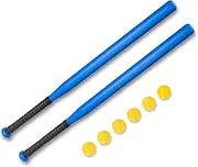 Hikeen 13 Pcs Baseball Bat Set Include 2 Plastic Baseball Bat 32 Inch & 6 Plastic Balls, 5 Throw Downs Base Indoor Outdoor for Baseball Softball Batting Practice Kids Youth Adult