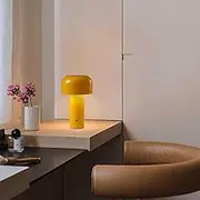 LED Mushroom Table Lamp Stepless Dimming Night Light for Bedroom (Yellow)