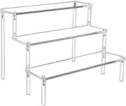 DACUAN Acrylic Riser Display Stand, 3 Tier Clear Acrylic Display Shelf for Action Figures,Perfume Makeup Dessert Display Risers Steps Dessert Table Stands for Organizer