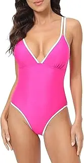 [Generic] Women's One Piece Swimsuit Tight Tummy Bathing Suit Sexy V-Neck Suspender Swimsuit Slim Bikini Beachwear