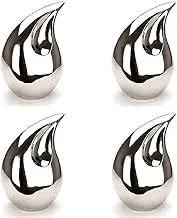 Set of 4 Unique Silver Teardrop Small Cremation Urns for Human Ashes Adult for Both Male and Female Keepsakes Mini Funeral Containers for Token Ashes with Velvet Bags 3 Inch Size