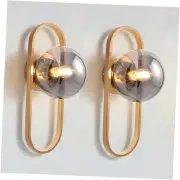 Wall Sconces Set of Two Gold Wall Lamp Sconces Wall Lighting with Grey Globe