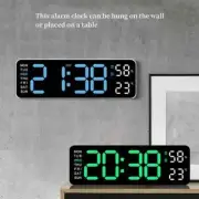 New 9 Inch Large Digital Wall Clocks USB Powered TEMP Humidity Week Auto Dimmer