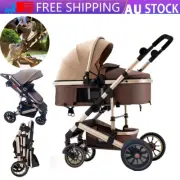 Khaki Baby Stroller Travel Pram & Bassinet Newborn Carriage Foldable Pushchair
