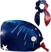 [YTYVAGT] Scrub Caps Women,Scrub Hats Suitable for Women,Fireworks American Stars Celebrate
