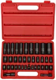 02443A 3/8" and 1/2" Drive Master Impact Socket Set | 38 Piece | Standard SAE...