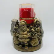 Vintage Ring Of Santa Clauses With Christmas Votive Candle Aromatique HTF