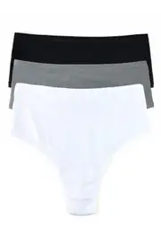 Hanky Panky Play Assorted 3-Pack High Waist Thongs in White/so Coal/black at Nordstrom, Size Medium