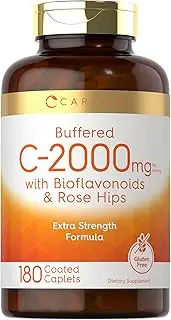 Buffered Vitamin C | 2000mg | 250 Caplets | with Bioflavonoids and Rose Hips | Vegetarian, Non-GMO, and Gluten Free Supplement | by Carlyle