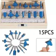 15pcs Router Bits Set Carbide Tipped,1/4'' Shank with Wooden Carry Case