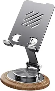 360 Degree Rotation Phone Holder Accessory, Portable Sturdy Premium, Phone Bracket Foldable Phone Stand for Home Desktop, Metal Grey
