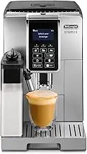 De'Longhi | Dinamica Fully Automatic Coffee Machine | ECAM35055SB | Barista Quality Bean Grinder & Automatic Milk Frothing Latte Crema System with Touchscreen | Silver/Black