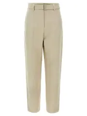 [Brunello Cucinelli] Brunello Cucinelli-Linen Trousers Pantaloni Beige-Donna 42IT