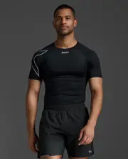 Core Compression Short Sleeve, 2XU, M, Black/Silver, Male