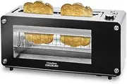 Cecotec Toaster with Glass Window and Stainless Steel Body. SLOT XL extra-ancha with Capacity for Two Toast. Includes support for Bread Rolls. visiontoast