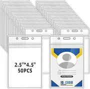 Glarks 50Pcs PVC ID Badge Holders Clear Plastic Horizontal Name Tag Holders for Waterproof ID Holder Bulk, ID Card Holder, Name Badge Holder, Name Tag
