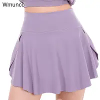 在飛比找蝦皮商城優惠-Wmuncc 運動褲女式防眩光戶外羽毛球網球裙百褶假兩件式高