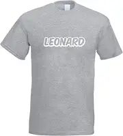 [Kiwistar] Leonard First Name Boys T-Shirt Printed Design Print Gift Idea