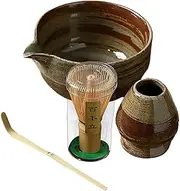 Matcha Bowl Set - Complete Matcha Prep Set | Ceremonial Matcha Bowl with Spout, Baboo Whisk, Turner, Whisk Holder, Traditional Matcha pe Tea Kit