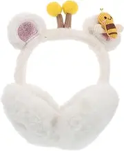 [WEKADRIN] Little Bee Plush Earmuff Ear Protective Warmer Ear Muffs for Winter Fluffy Ear Muff Winter Ear Muffs Ear Muffs for Women Ear Muffs Plastic White