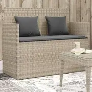 Generic Garden Bench with Cushions Light Grey Poly Rattan,Furniture,Outdoor Furniture,Outdoor Seating,Outdoor Benches