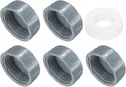 uxcell 5Pcs 1-1/2 Inch PT Female Thread PVC Pipe Fitting Cap, Cleanout Water Drain End Caps, Pipe Plug Socket Fittings with Gasket for Water Heater Supply Lines, Plumbing, Gray