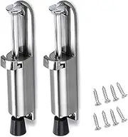 Sumnacon Kickdown Door Stops, Stainless Steel Easy Step Door Stopper, Spring Loaded Telescopic Step On/Off Door Stopper Rubber 2 Pack Silver
