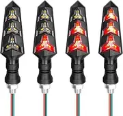 wuyaoyao 4PCS Motorcycle Turn Signals, 12V Motorcycle Blinkers, Flowing Motorbike Front Rear Indicators, Y Shape LED Turn Signal Light DRL Universal for Motorbike Scooter Off Road (Red)