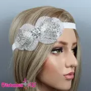 1920s Headband Silver Bridal Wedding Great Gatsby 20s Gangster Flapper Headpiece