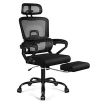 [ALFORDSON] Executive Office Chair with Recline All Black Color Duke Series, Ergonomic Mesh Chair with Headrest and Footrest, Desk Gaming Study Student Chairs for Max 180kg