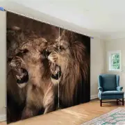 Brown Lion Is Fierce 3D Curtain Blockout Photo Printing Curtains Drape Fabric